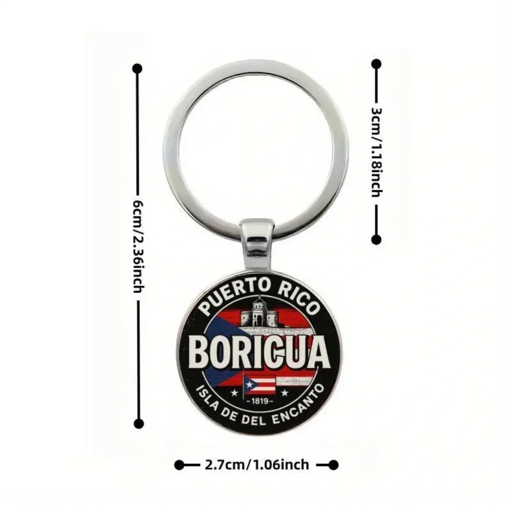 Puerto Rico Boricua Cabochon Keychain - Island of Enchantment